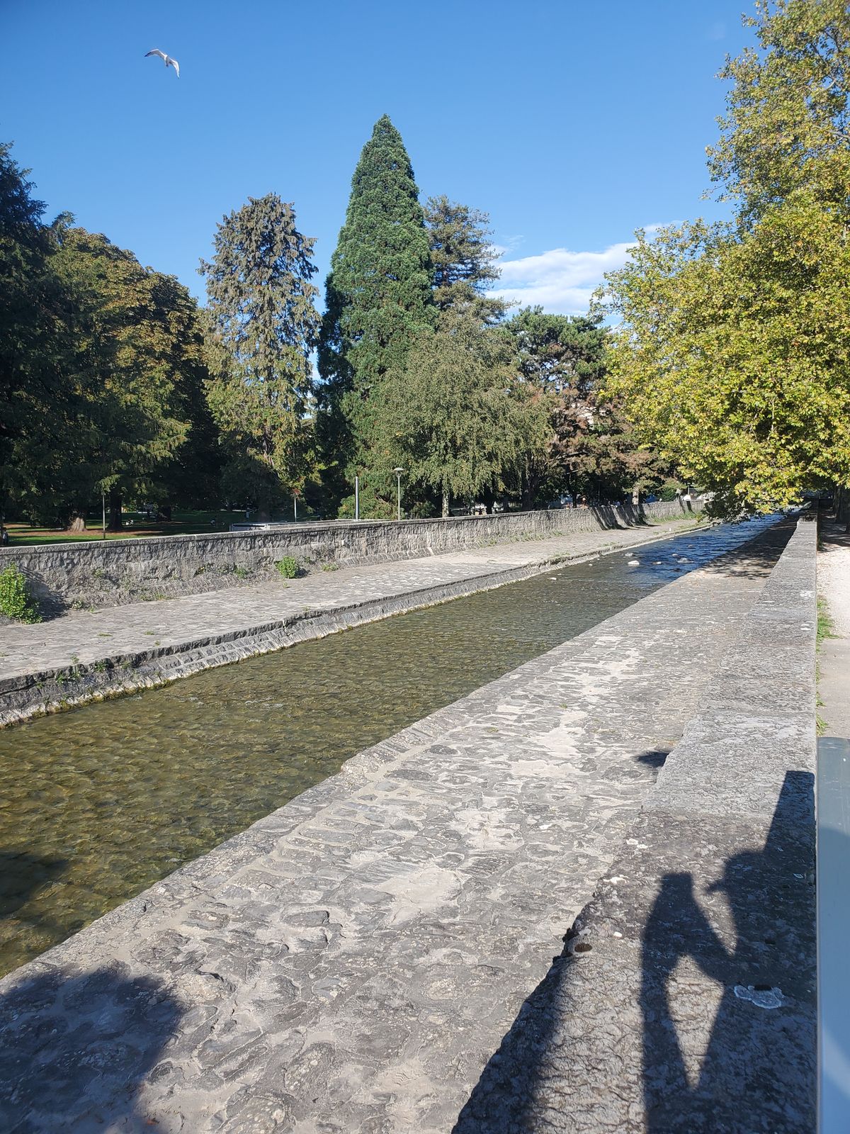 Water canal leading into lake Geneva